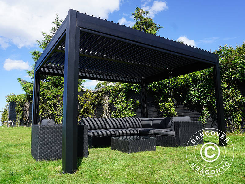 Bioklimatisk pergola pavillon San Pablo Alu+, 3x4m, Sort
