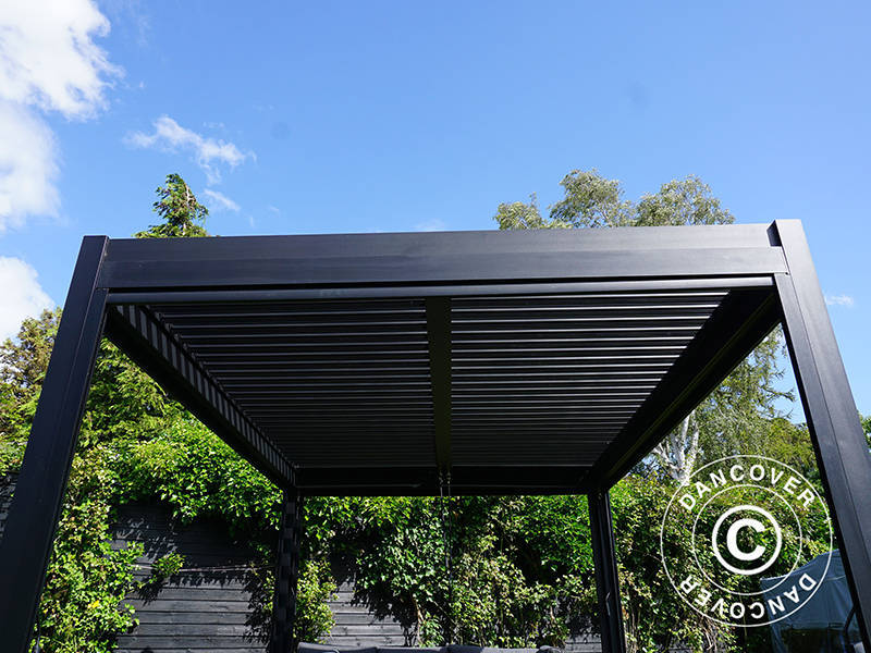 Bioklimatisk pergola pavillon San Pablo Alu+, 3x4m, Sort