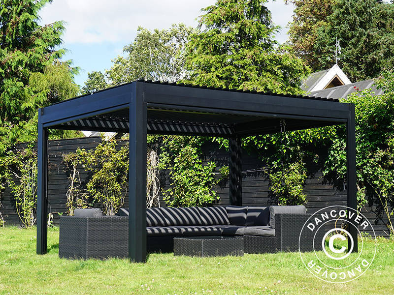 Bioklimatisk pergola pavillon San Pablo Alu+, 3x4m, Sort