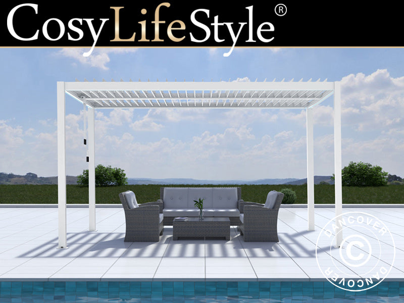 Bioklimatisk pergola pavillon San Pablo Alu+, 3x4m, Hvid