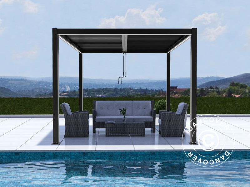 Bioklimatisk pergola pavillon San Pablo Alu+, 4x4m, Sort