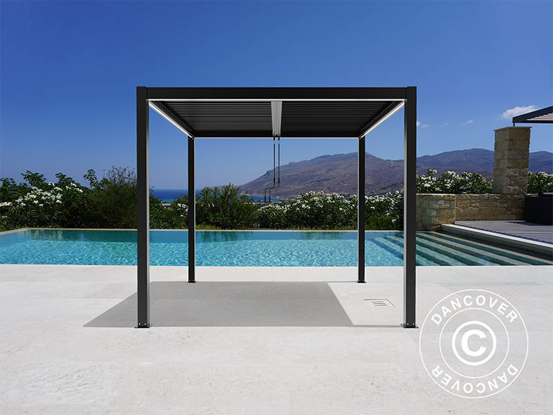 Bioklimatisk pergola pavillon San Pablo Alu+, 4x4m, Sort