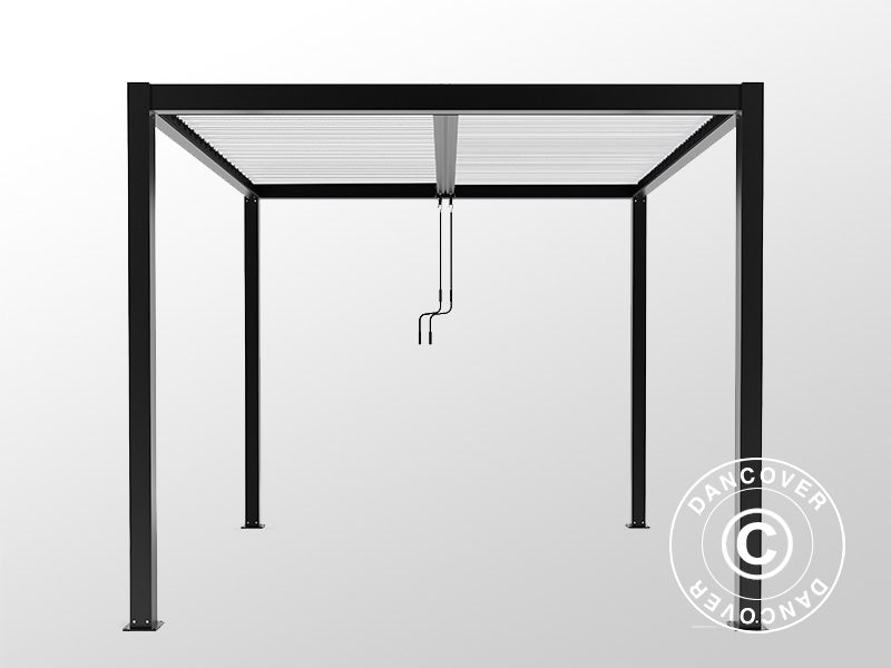 Bioklimatisk pergola pavillon San Pablo Alu+, 4x4m, Sort/Hvid