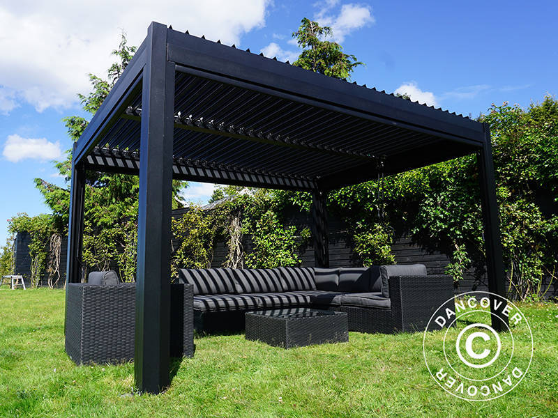 Bioklimatisk pergola pavillon San Pablo Alu+, 3x3m, Sort