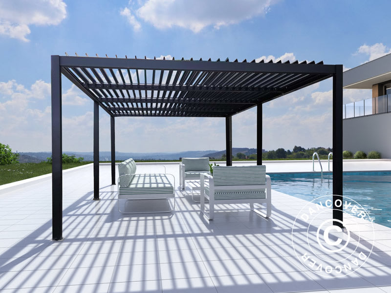 Bioklimatisk pergola pavillon San Pablo Alu+, 3x5,8m, Sort