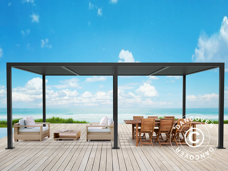 Bioklimatisk pergola pavillon San Pablo Alu+, 3x5,8m, Sort