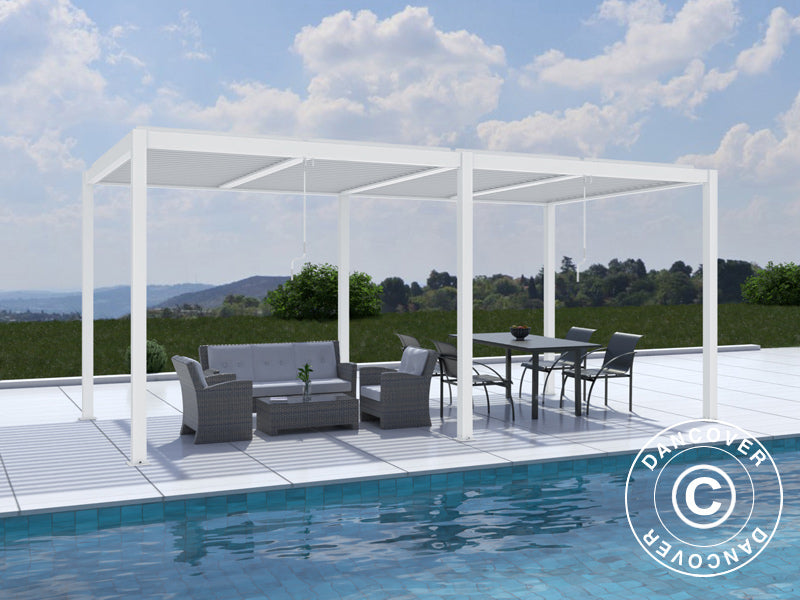 Bioklimatisk pergola pavillon San Pablo Alu+, 3x5,8m, Hvid