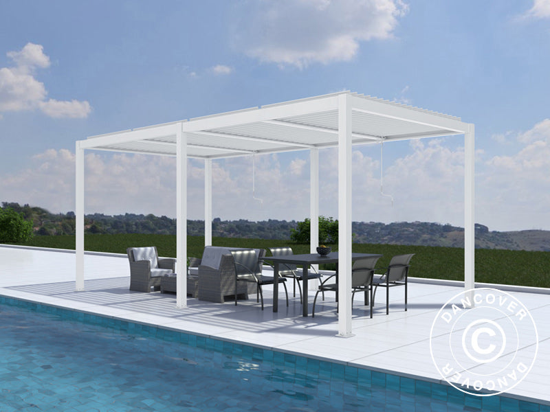 Bioklimatisk pergola pavillon San Pablo Alu+, 3x5,8m, Hvid