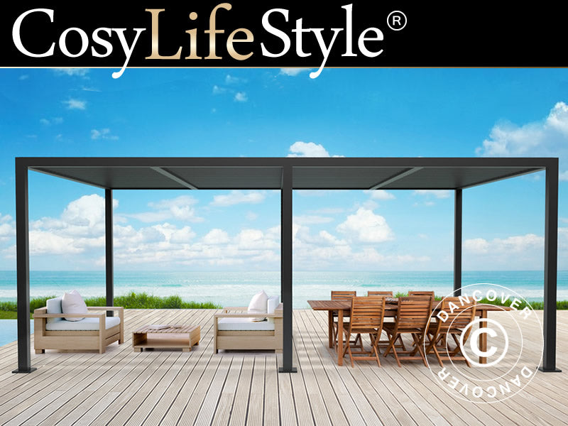 Bioklimatisk pergola pavillon San Pablo Alu+, 4x5,8m, Sort