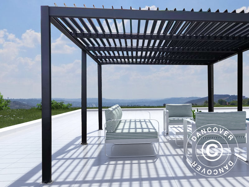 Bioklimatisk pergola pavillon San Pablo Alu+, 4x5,8m, Sort
