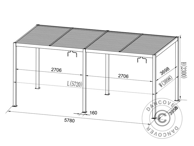 Bioklimatisk pergola pavillon San Pablo Alu+, 4x5,8m, Sort