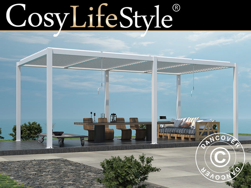 Bioklimatisk pergola pavillon San Pablo Alu+, 4x5,8m, Hvid