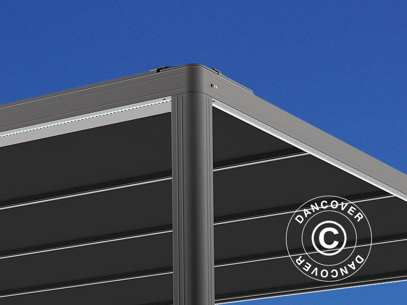 Pergola pavillon San Fernando, 3x3m, Sort/Mørkegrå