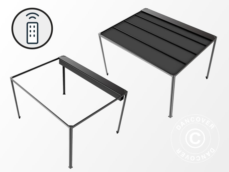 Pergola pavillon San Fernando, 3x3m, Sort/Mørkegrå