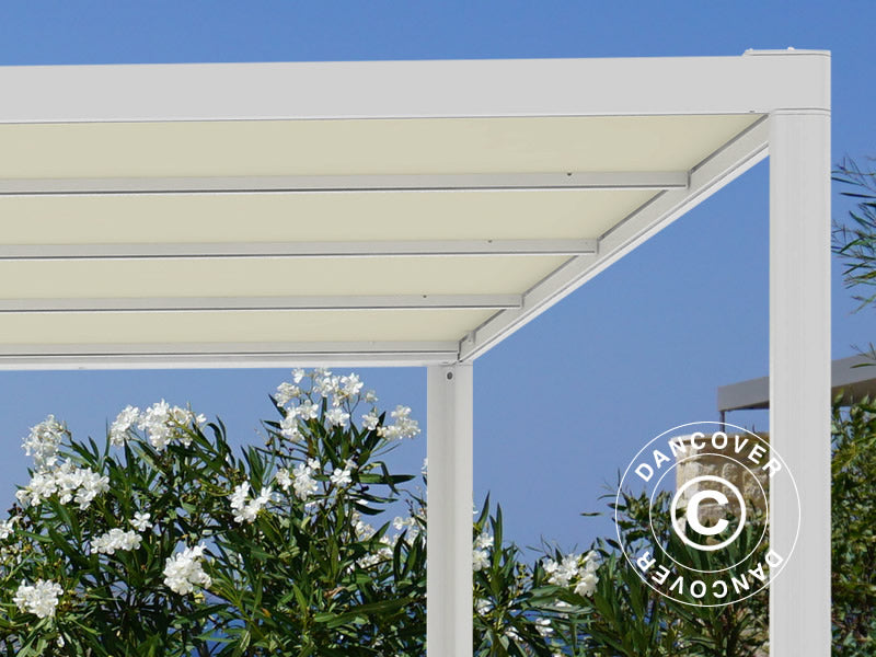 Pergola pavillon San Fernando, 3x3m, Hvid/Beige
