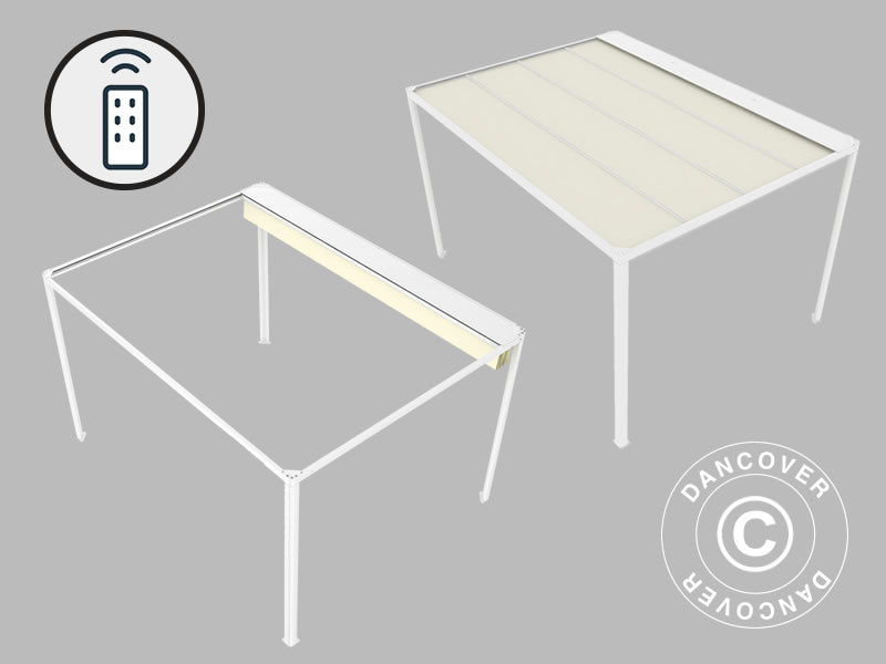 Pergola pavillon San Fernando, 3x3m, Hvid/Beige