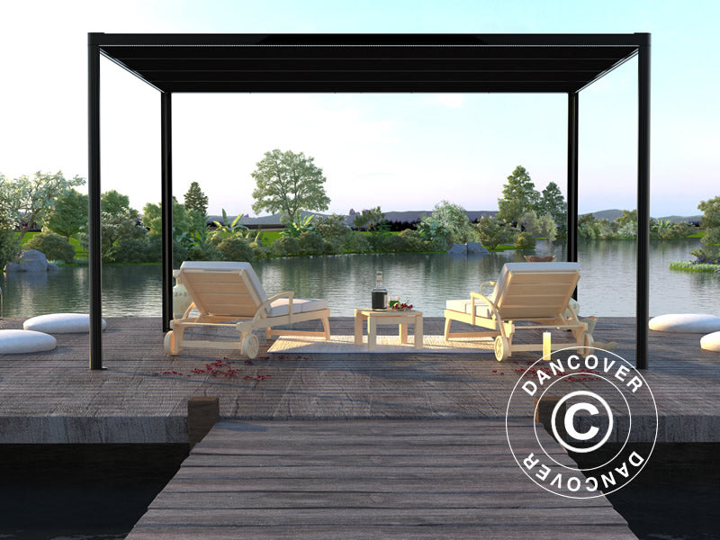 Pergola pavillon San Fernando, 4x4m, Sort/Mørkegrå