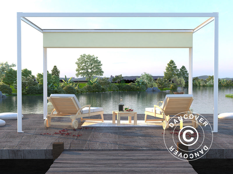Pergola pavillon San Fernando, 4x3m, Hvid/Beige