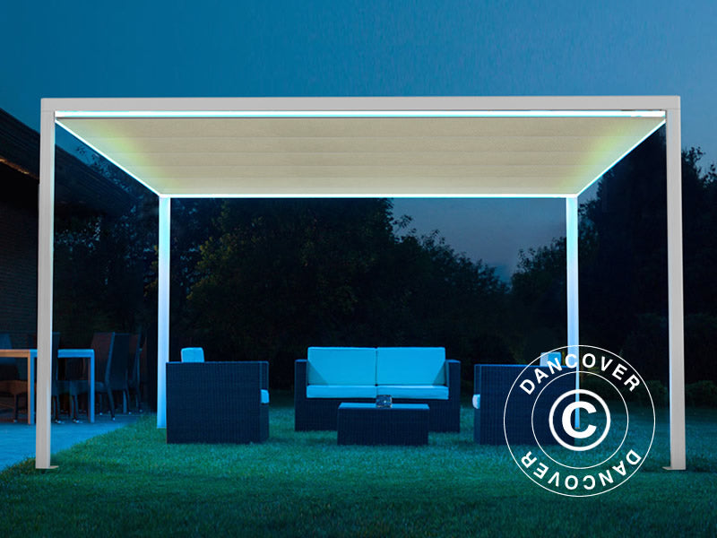 Pergola pavillon San Fernando, 4x3m, Hvid/Beige