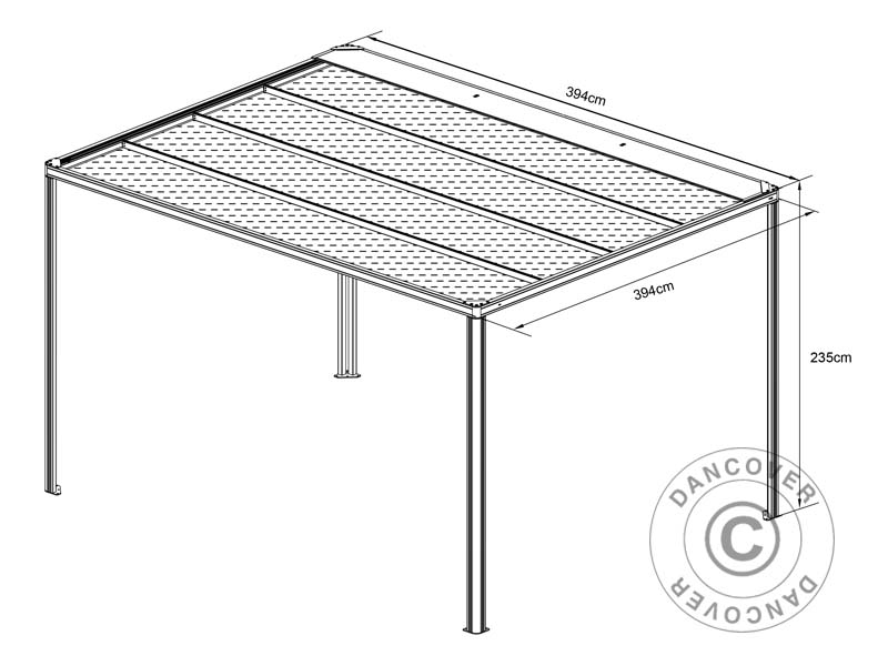Pergola pavillon San Fernando, 4x4m, Hvid/Beige