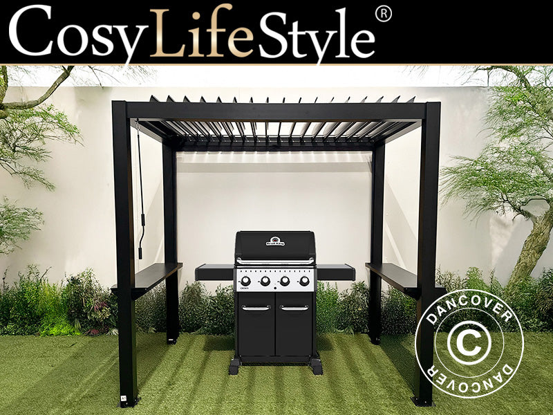 Pergola San Juan til grill, 2,5x1,5x2,3m, Sort
