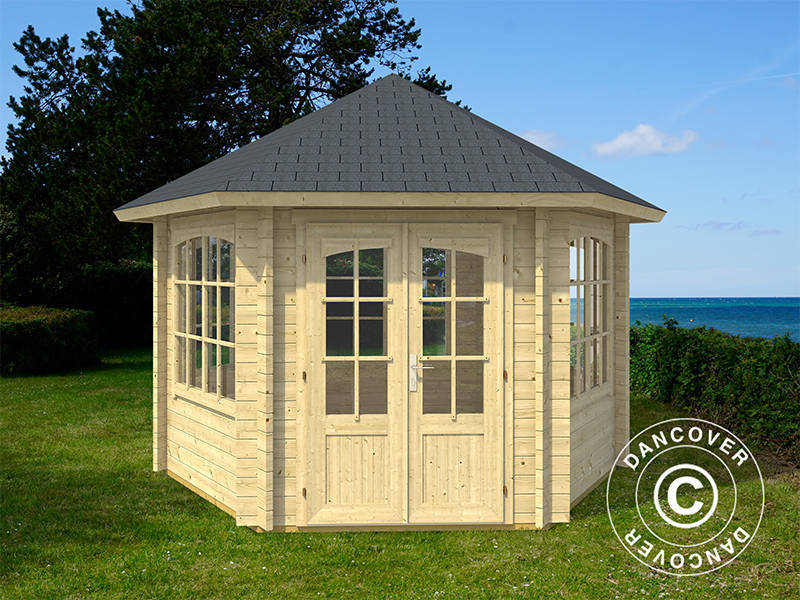 Havepavillon i træ Alicante, sekskantet 3,5x3,03x3,07m, 44mm, Natur