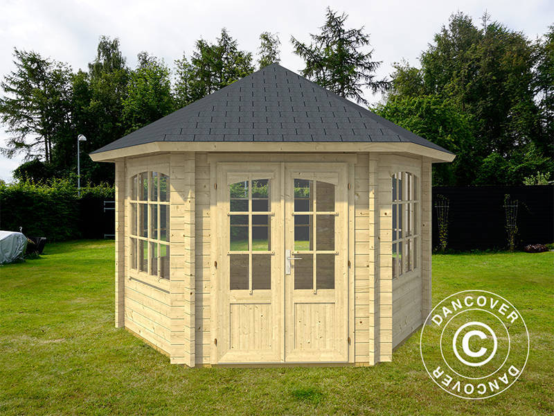 Havepavillon i træ Alicante, sekskantet 3,5x3,03x3,07m, 44mm, Natur