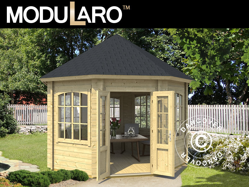 Havepavillon i træ Lorraine, ottekantet 3,47x3,47x3,45m, 44mm, Natur