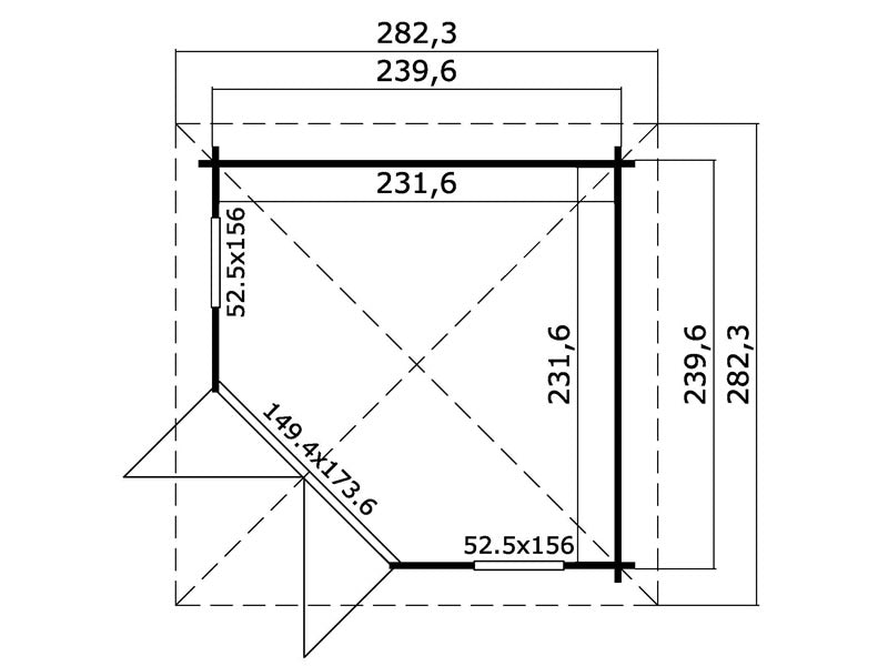 Havepavillon i træ Brittany, 2,4x2,4x2,41m, 40mm, Natur
