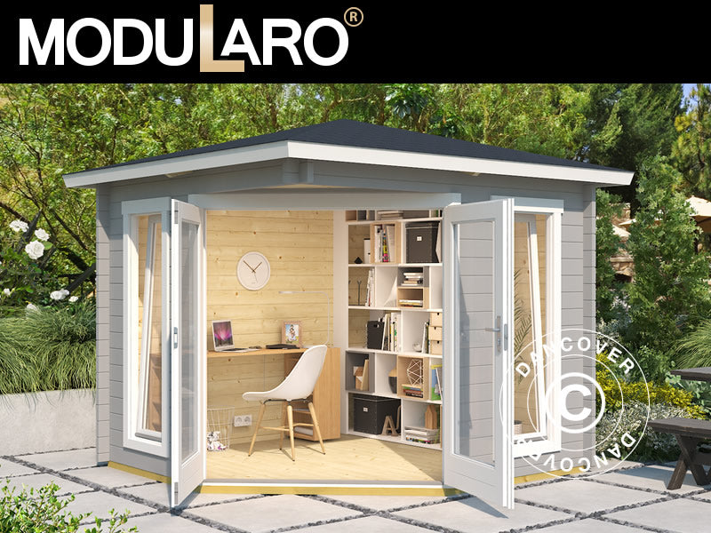 Havepavillon i træ Brittany, 2,4x2,4x2,41m, 40mm, Lysegrå