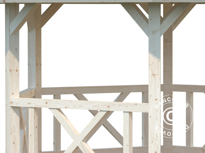Havepavillon i træ, 3,37x3,37x3,13m, 9,9m², Natur