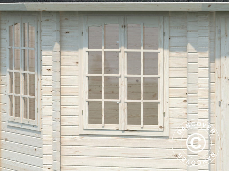 Havepavillon i træ m/trægulv, 4,21x4,21x3,71m, 14,1m², Natur