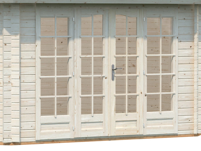 Havepavillon i træ m/trægulv, 5,71x4,21x3,71m, 20,3m², Natur