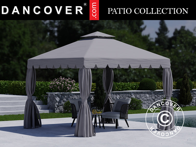 3x3m Gazebo OSIRIS Peaked Valance Grey