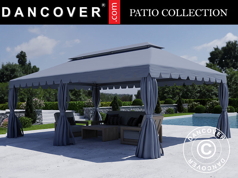 4x6m Gazebo OSIRIS Peaked Valance Grey