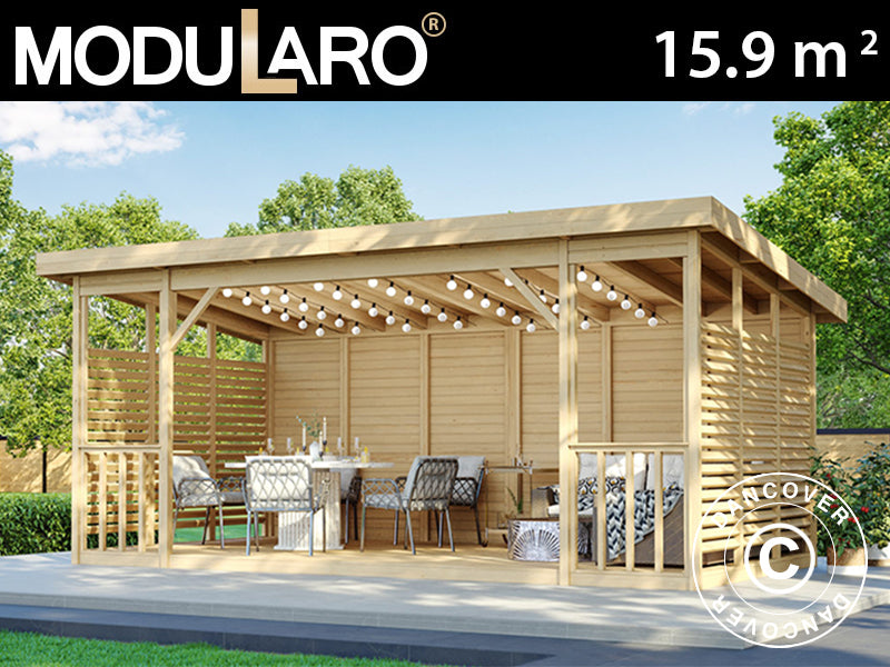 Havepavillon i træ Sion, 5,6x2,84x2,64m, 15,9m², Natur