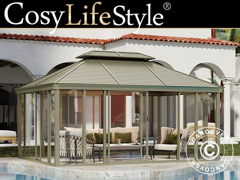 Pavillon San Bruno m/polycarbonat, 3,6x5m, Messing