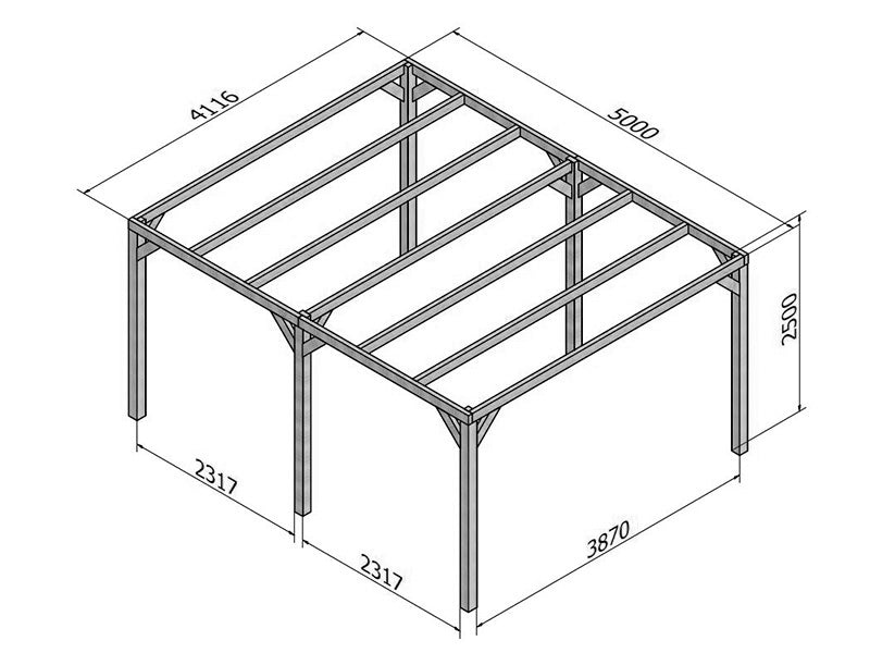 Pergola i træ Fuengirola, 4x5x2,5m, Brun