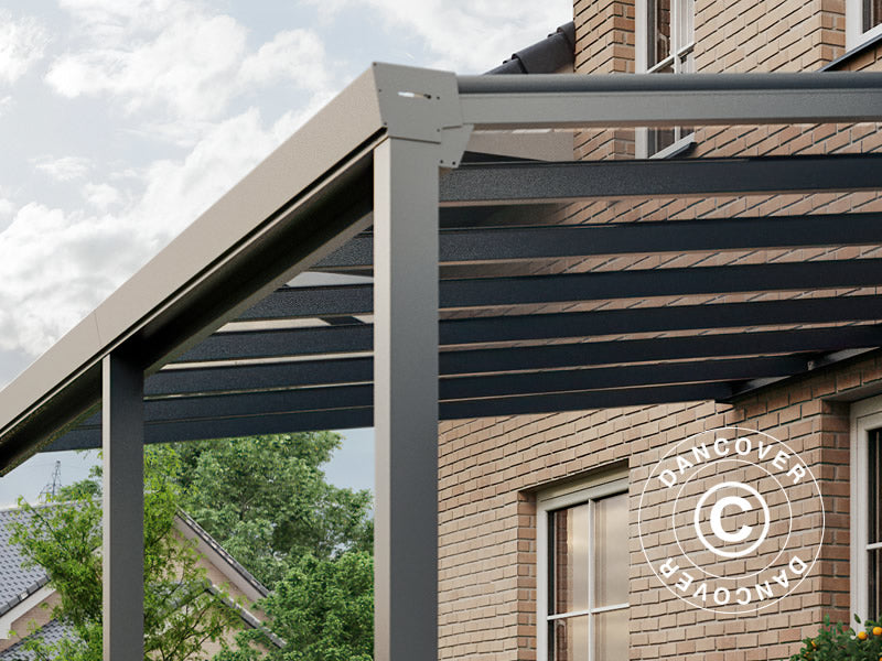 Terrasseoverdækning Easy m/glastag, 3x5m, Antracit