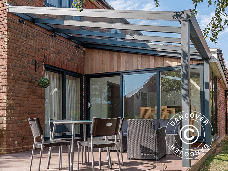 Terrasseoverdækning Expert m/Glastag, 3x6m, Antracit