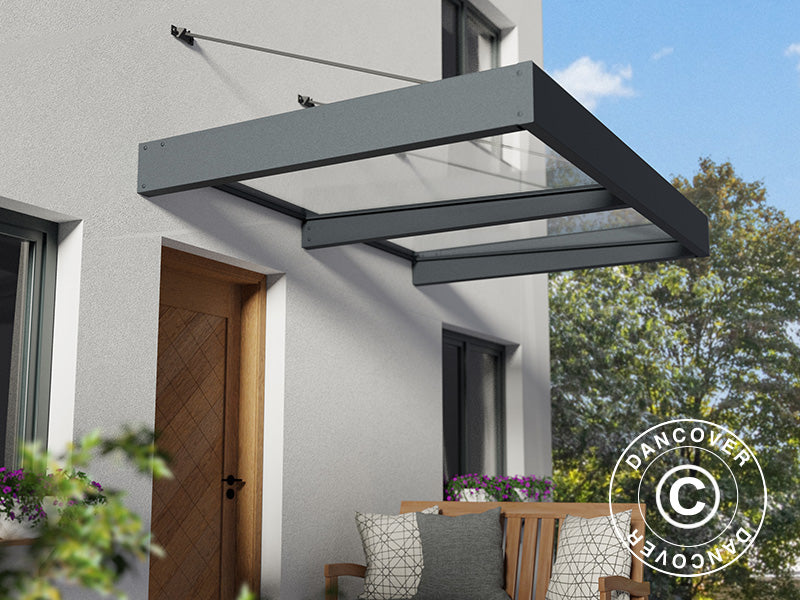 Baldakin Sophia XL 2000, Palram/Canopia, 1,40x1,92x0,17m, Mørkegrå/transparent