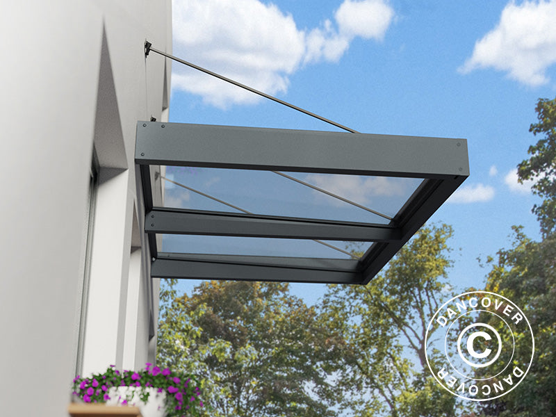 Baldakin Sophia XL 2000, Palram/Canopia, 1,40x1,92x0,17m, Mørkegrå/transparent