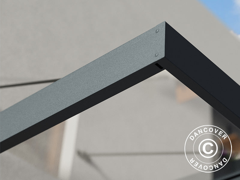 Baldakin Sophia XL 3000, Palram/Canopia, 1,40x2,86x0,17m, Mørkegrå/transparent