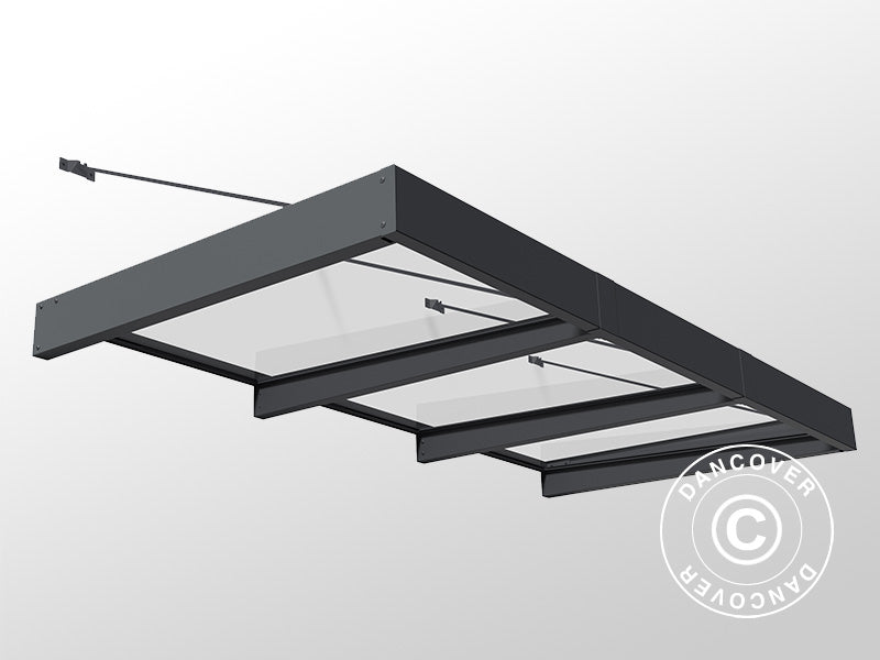 Baldakin Sophia XL 3000, Palram/Canopia, 1,40x2,86x0,17m, Mørkegrå/transparent