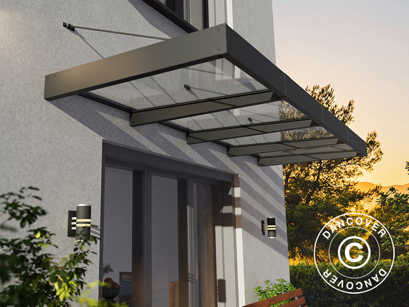 Baldakin Sophia XL 4000, Palram/Canopia, 1,40x3,79x0,17m, Mørkegrå/transparent