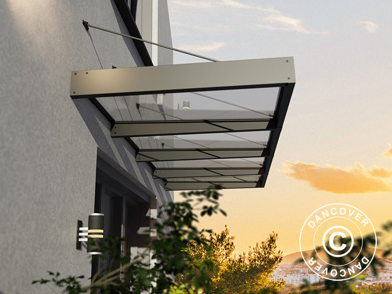 Baldakin Sophia XL 4000, Palram/Canopia, 1,40x3,79x0,17m, Mørkegrå/transparent