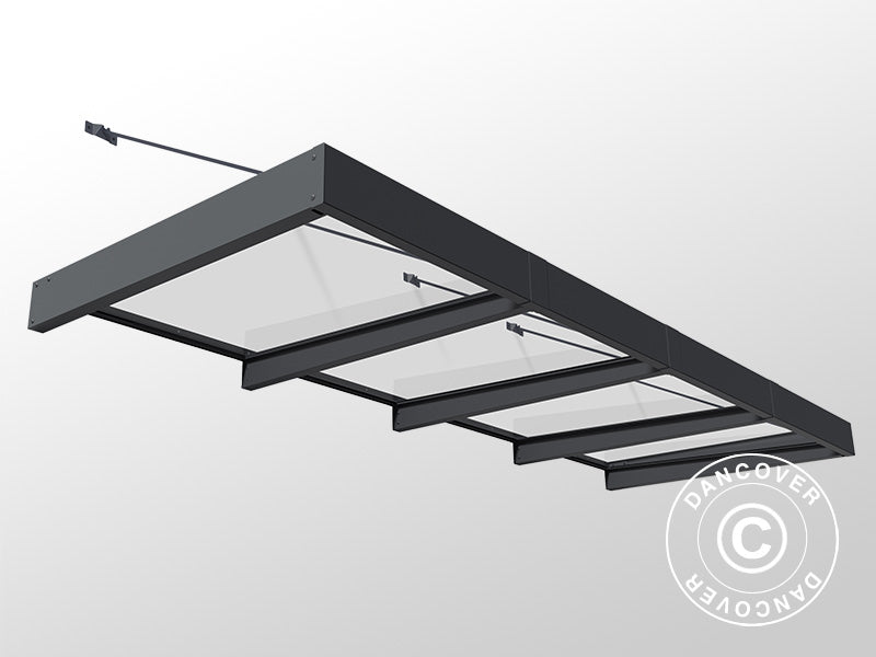 Baldakin Sophia XL 4000, Palram/Canopia, 1,40x3,79x0,17m, Mørkegrå/transparent