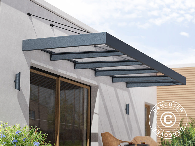 Baldakin Sophia XL 5000, Palram/Canopia, 1,40x4,71x0,17m, Mørkegrå/transparent