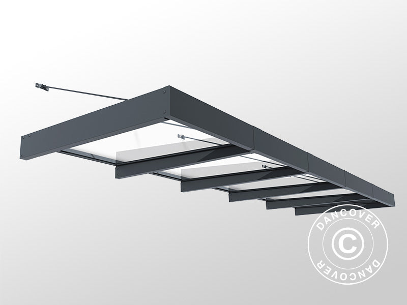 Baldakin Sophia XL 5000, Palram/Canopia, 1,40x4,71x0,17m, Mørkegrå/transparent
