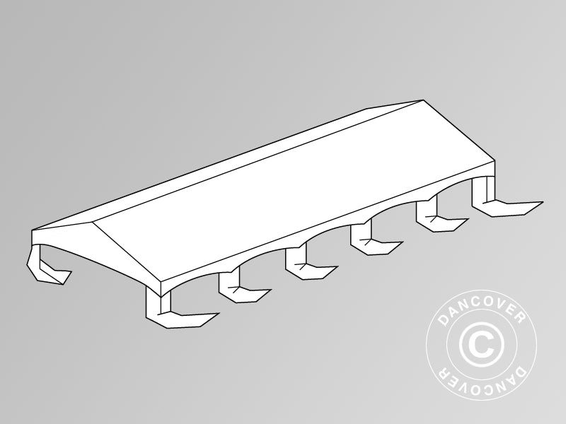 Tagdug til Partytelt Original 5x10m PVC, "Arched", Hvid